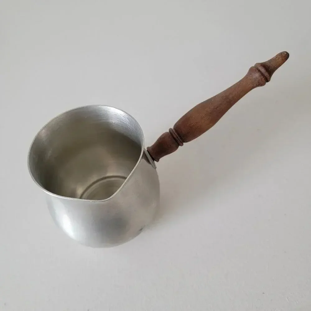 Vintage International Pewter Brandy Warmer Stainless Steel with Wooden Handle